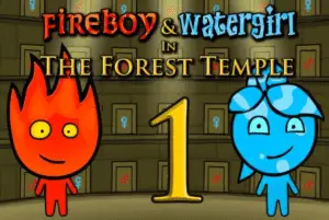 El Chico de Fuego y la Chica de Agua en el Templo del Bosque